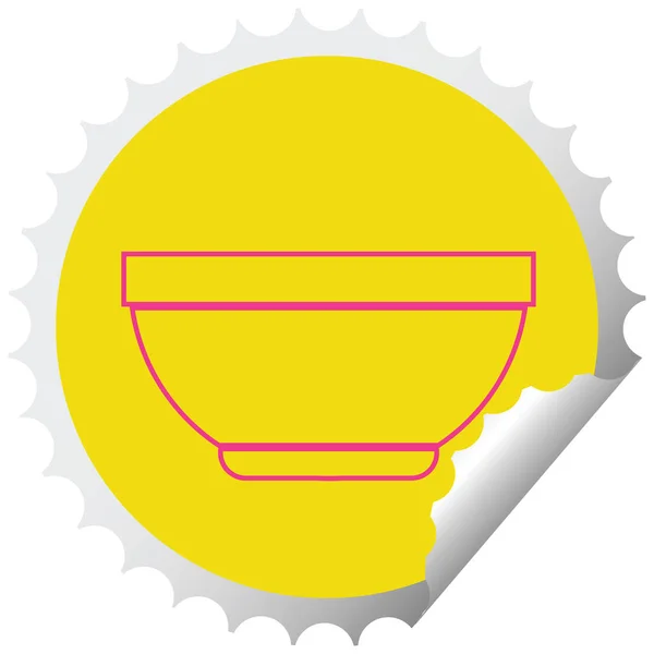 Rice Bowl Circular Peeling Sticker Vector Illustration — Stock Vector