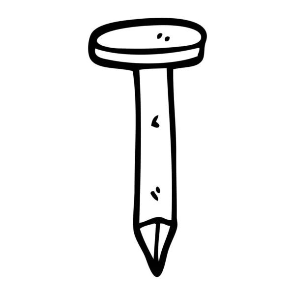 Line Drawing Cartoon Iron Nail — Stock Vector