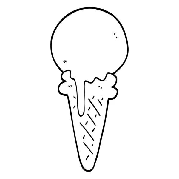 Black White Cartoon Ice Cream Cone — Stock Vector