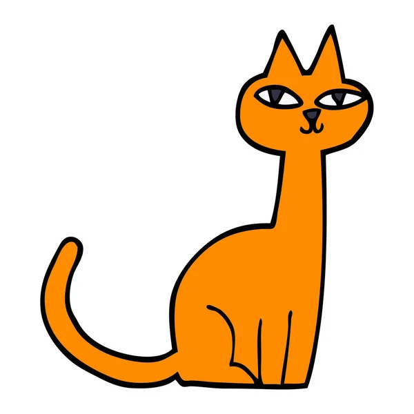 Desenho Animado Doodle Cat Ilustração Vetorial — Vetor de Stock