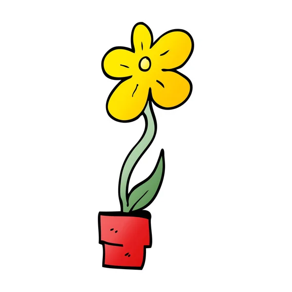 Мультяшний Каракулі Квітковий Горщик — стоковий вектор