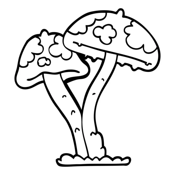 Linienzeichnung Cartoon Pilz — Stockvektor