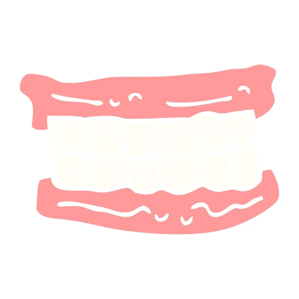 Flat Color Illustration Cartoon False Teeth — Stock Vector
