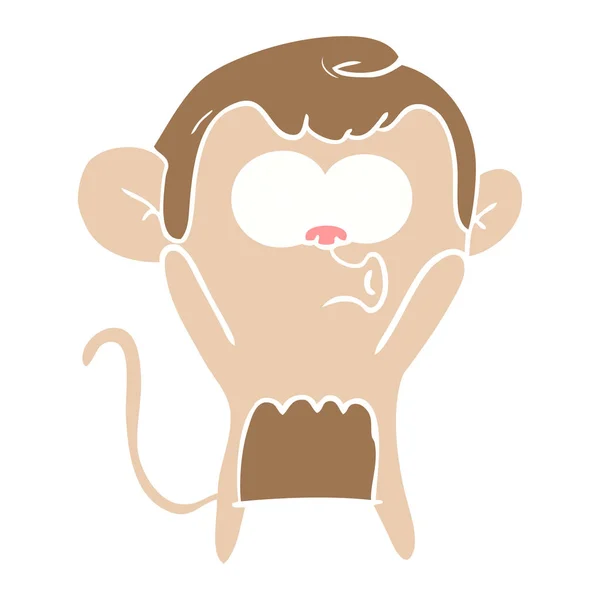 Flache Farbe Stil Cartoon Überrascht Affe — Stockvektor