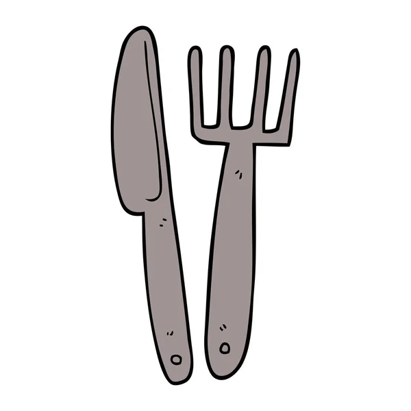 Cuchillo Garabato Dibujos Animados Tenedor — Vector de stock