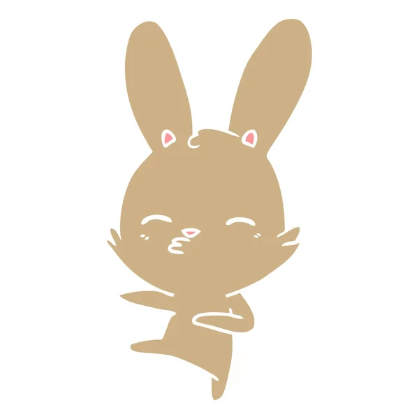 Curieux Lapin Plat Style Couleur Dessin Animé — Image vectorielle