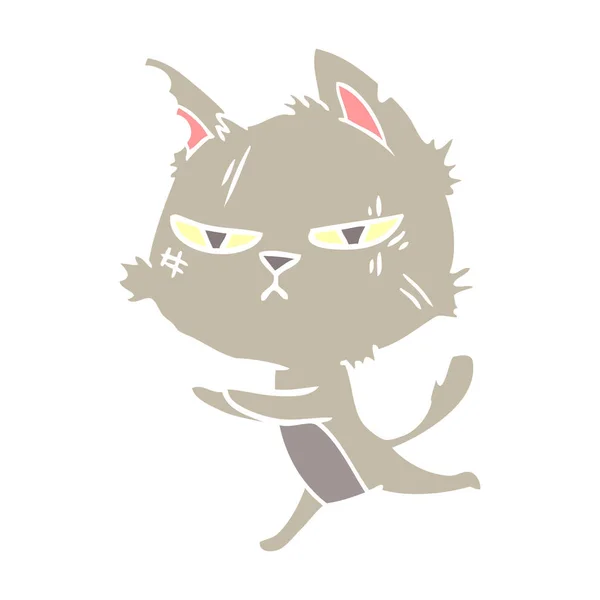 Σκληρή Επίπεδη Χρώμα Στυλ Καρτούν Γάτα Τρέχει — Διανυσματικό Αρχείο