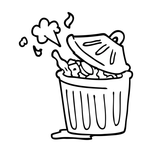 Linha Desenho Cartoon Lixo Bin —  Vetores de Stock