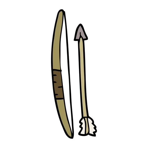 弓と矢の漫画落書き — ストックベクタ