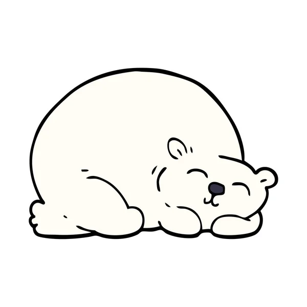 Desenho Animado Doodle Feliz Urso Polar Dormindo — Vetor de Stock