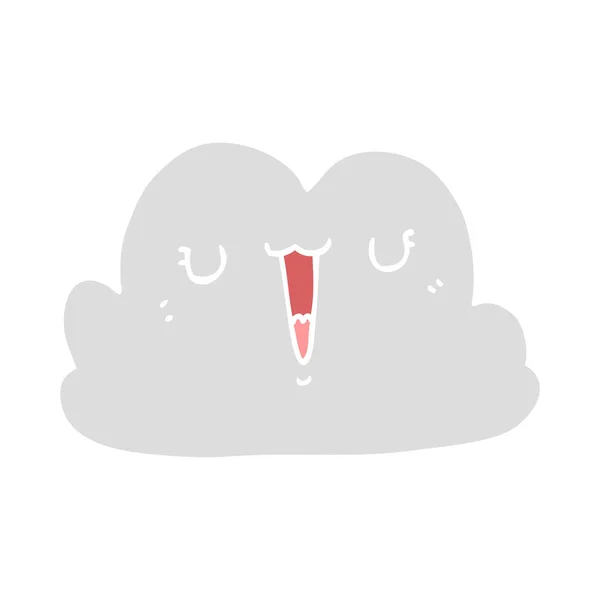 Cute Flat Color Style Cartoon Cloud — Stock Vector
