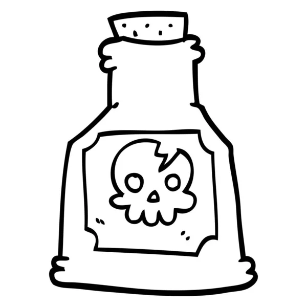 Dessin Trait Poison Dessin Animé Dans Une Bouteille — Image vectorielle