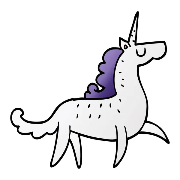 Cartoon Doodle Unicorn Vit Bakgrund — Stock vektor