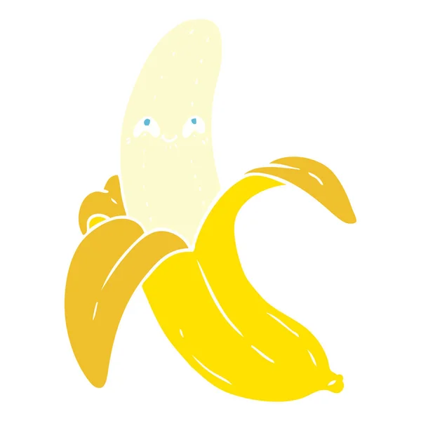 Flat Color Style Cartoon Crazy Happy Banana — Stock Vector