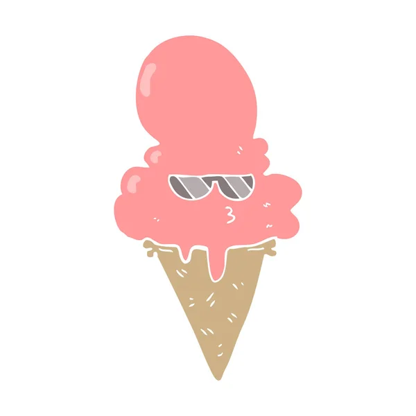 Helado Fresco Dibujos Animados Estilo Color Plano — Vector de stock