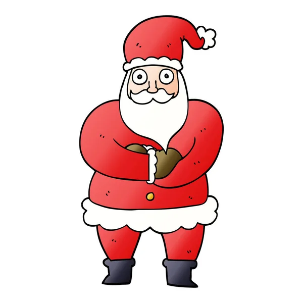 Cartone Animato Doodle Padre Natale — Vettoriale Stock