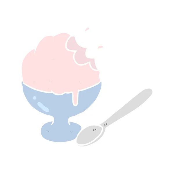 扁平色风格的卡通冰淇淋甜点 — 图库矢量图片