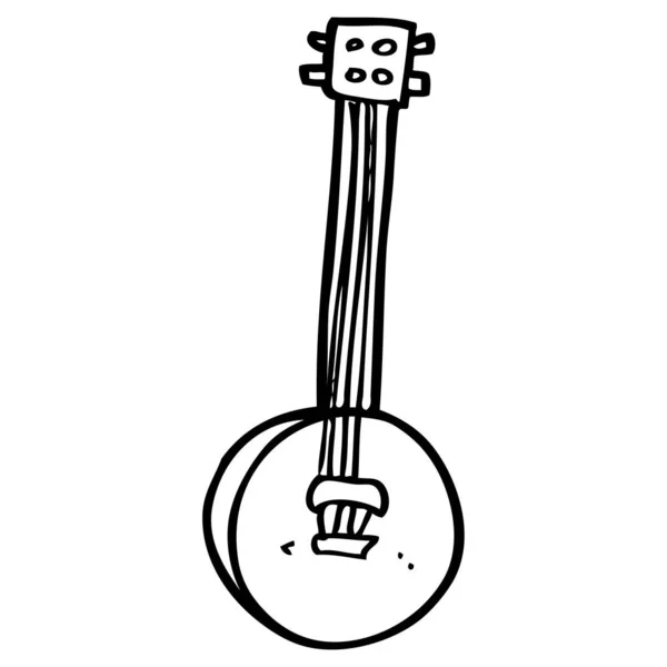 Kreslení Čar Kreslených Staré Banjo — Stockový vektor