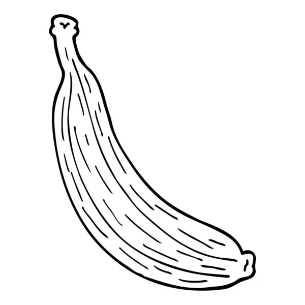 Rysowanie Linii Kreskówka Żółty Banan — Wektor stockowy