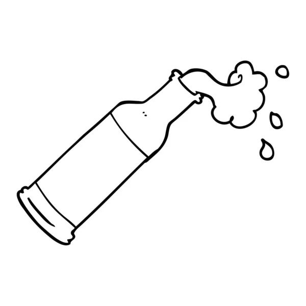 Linienzeichnung Cartoon Schäumende Flasche — Stockvektor
