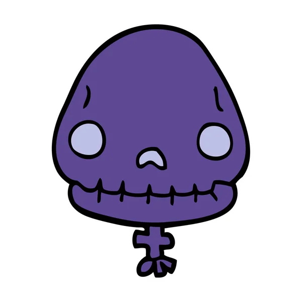 Dessin Animé Doodle Halloween Crâne — Image vectorielle
