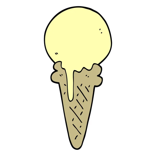 Mano Dibujado Doodle Estilo Dibujos Animados Helado Cono — Vector de stock