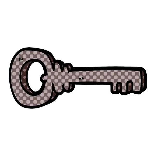 Cartoon Doodle Metal Key — Stock Vector