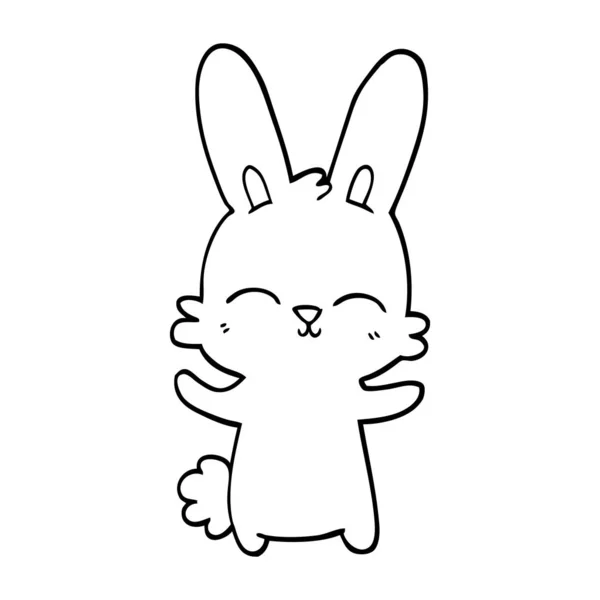 Cute Black White Cartoon Rabbit — Stock Vector