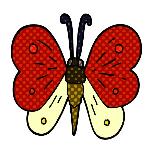 Dessin Animé Papillon Doodle Icône Plate Isolé Sur Fond Blanc — Image vectorielle