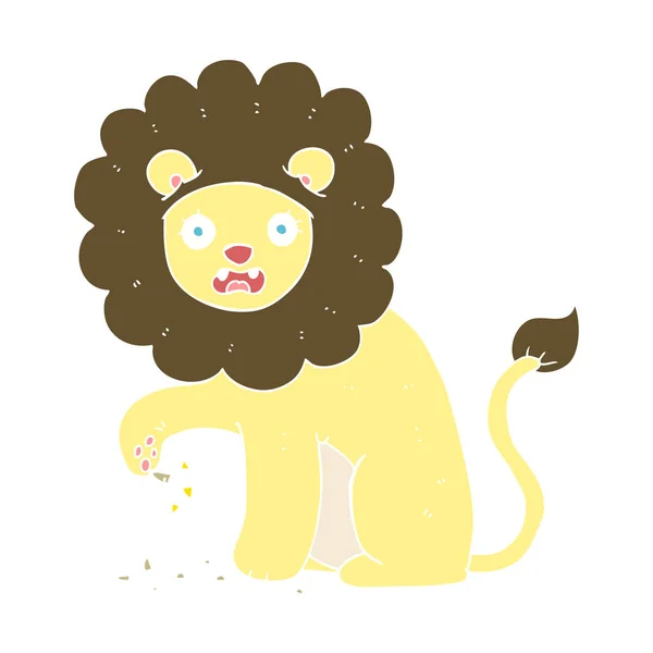 平的颜色狮子的例证与刺在脚 — 图库矢量图片