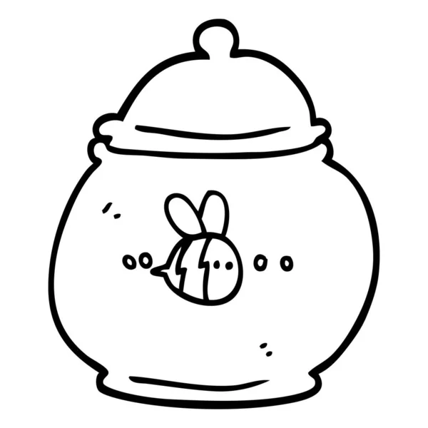 Zwart Wit Cartoon Honing Pot — Stockvector