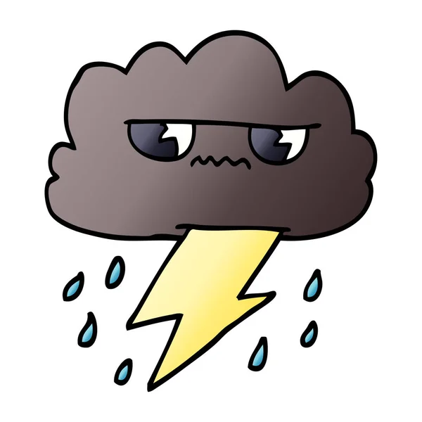 Cartoon Doodle Thunder Weather Cloud — Stock Vector