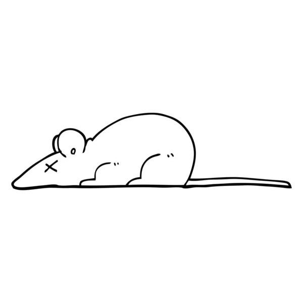 Black White Cartoon Dead Rat — Stock Vector