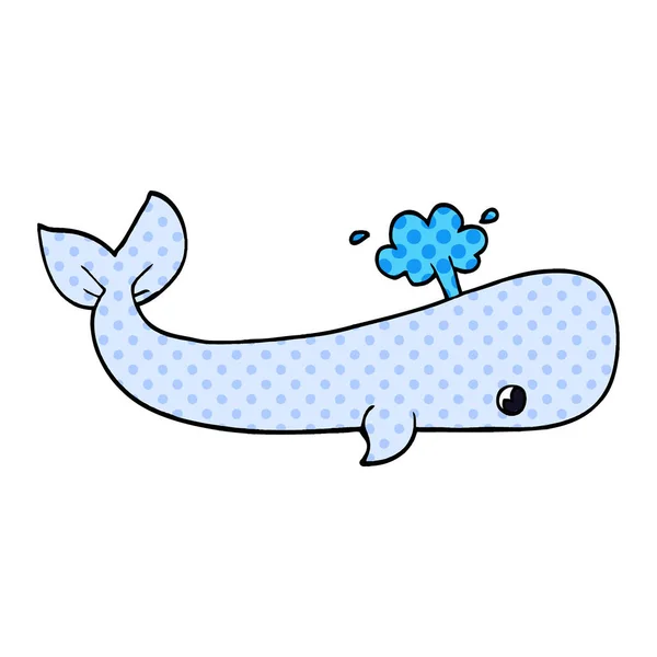 Cartoon Doodle Havet Whale — Stock vektor