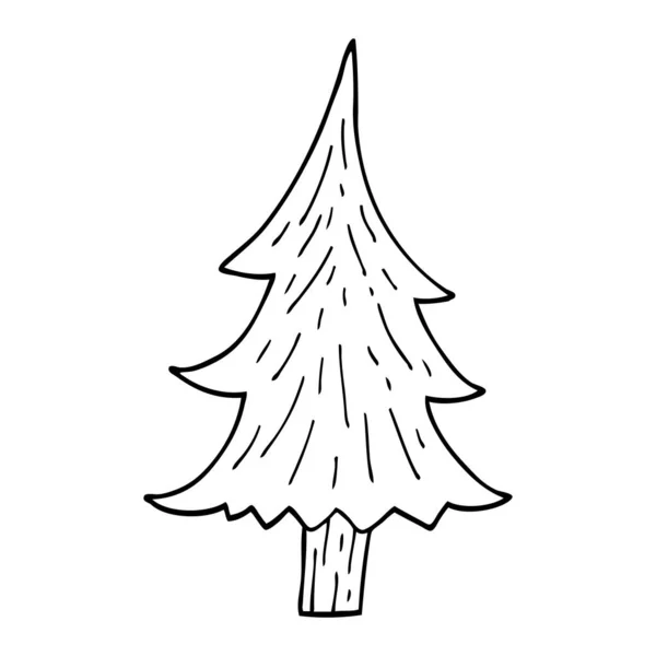 Lijntekening Cartoon Pijnbomen — Stockvector