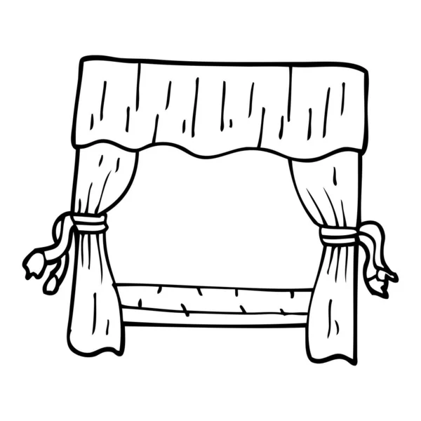 line drawing cartoon window with curtains - Stock Image - Everypixel