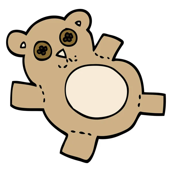 Hand Drawn Doodle Style Cartoon Teddy Bear — Stock Vector
