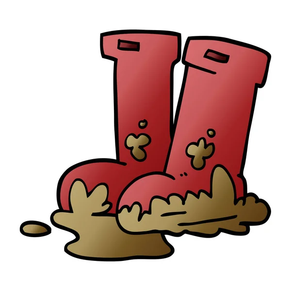 Dibujos Animados Doodle Botas Fangosas — Vector de stock