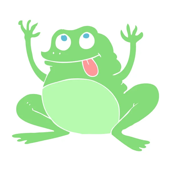 有趣的青蛙的扁平彩色插图 — 图库矢量图片