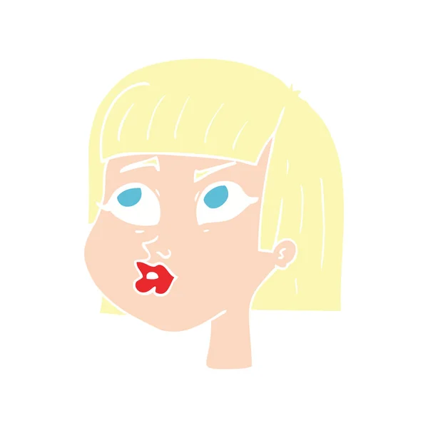 Platt Färg Illustration Kvinnliga Ansikte — Stock vektor