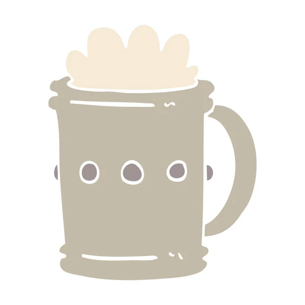 Platt Färg Illustration Tecknad Beer Tankard — Stock vektor