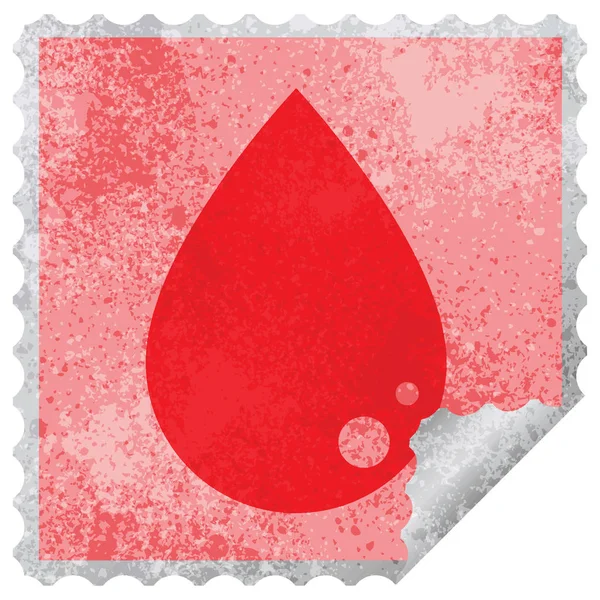 Blood Drop Graphic Vector Square Peeling Sticker — Stock Vector