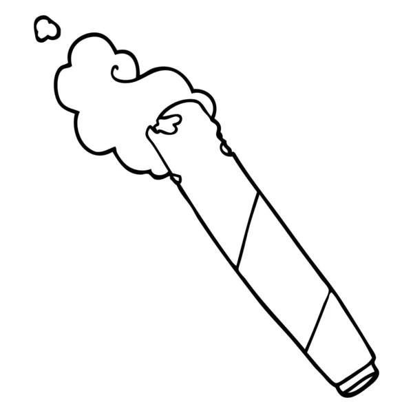 Line Drawing Cartoon Smoking Joint — Stock Vector