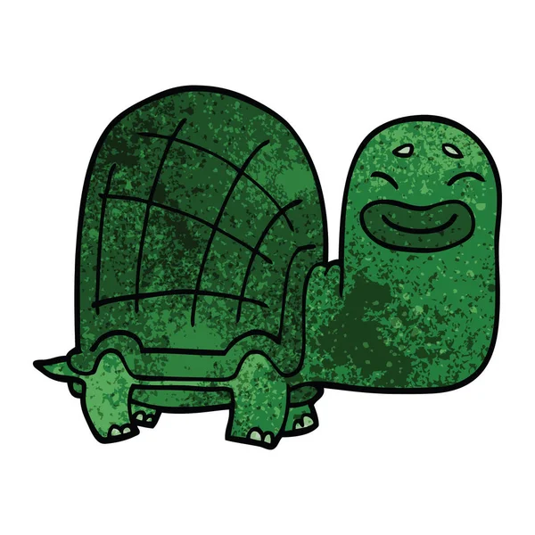 Cartoon Doodle Gelukkig Schildpad — Stockvector