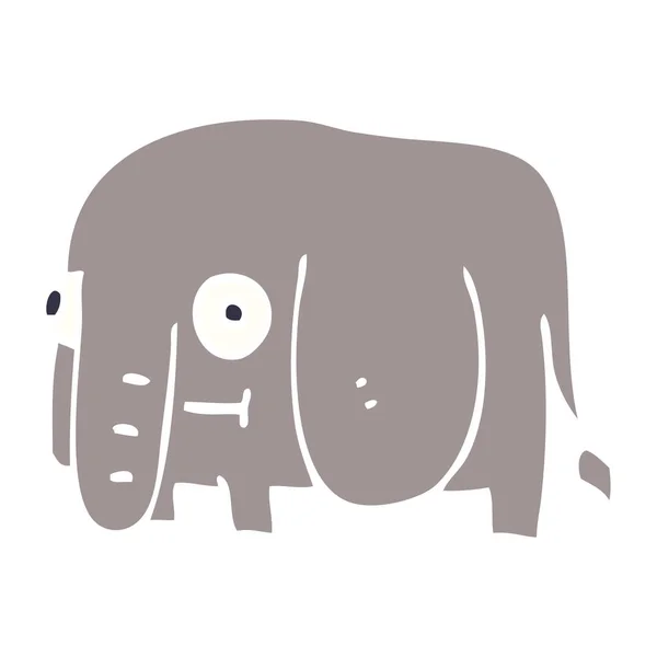 Dibujo Animado Garabato Elefante Plano Icono Aislado Sobre Fondo Blanco — Archivo Imágenes Vectoriales