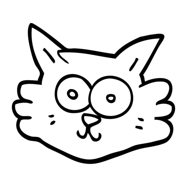 Line Drawing Cartoon Cat Face — Stock Vector