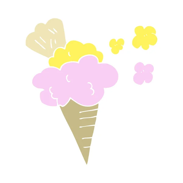 Flat Color Illustration Ice Cream — Stock Vector