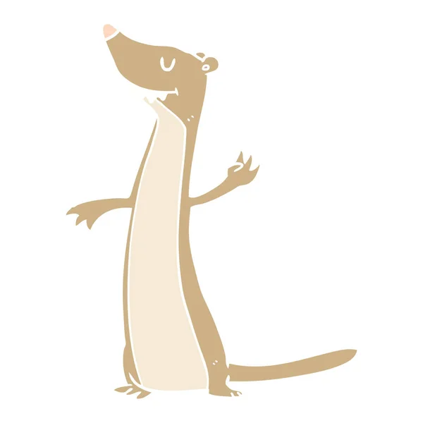 Estilo Cor Plana Weasel Desenhos Animados — Vetor de Stock