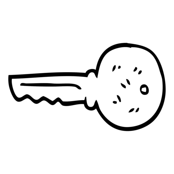Kreslení Čar Kreslený Zlatý Klíč — Stockový vektor