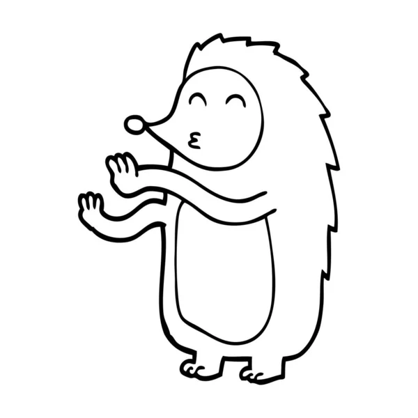 Γραμμικό Σχέδιο Καρτούν Ευτυχισμένη Σκαντζόχοιρος — Διανυσματικό Αρχείο